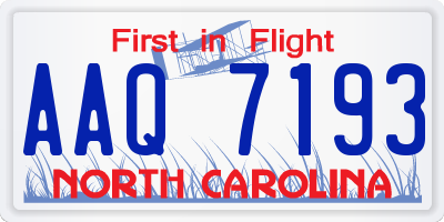 NC license plate AAQ7193
