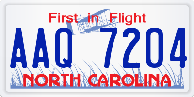 NC license plate AAQ7204