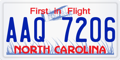 NC license plate AAQ7206