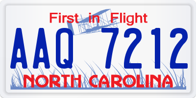NC license plate AAQ7212