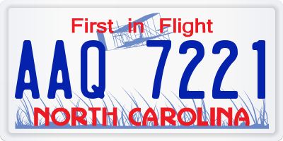 NC license plate AAQ7221