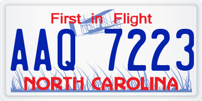 NC license plate AAQ7223
