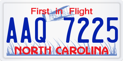 NC license plate AAQ7225