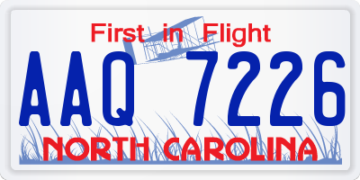 NC license plate AAQ7226