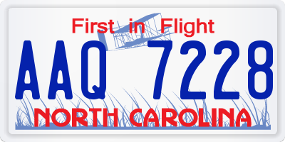 NC license plate AAQ7228