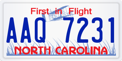 NC license plate AAQ7231