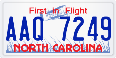 NC license plate AAQ7249
