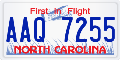 NC license plate AAQ7255