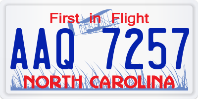 NC license plate AAQ7257