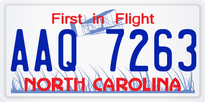 NC license plate AAQ7263