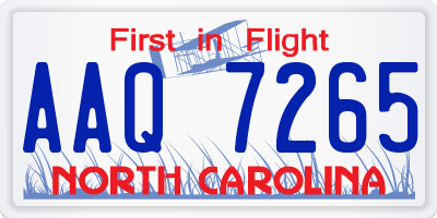NC license plate AAQ7265