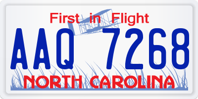NC license plate AAQ7268