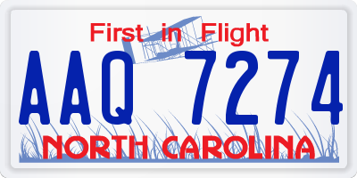 NC license plate AAQ7274