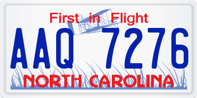NC license plate AAQ7276