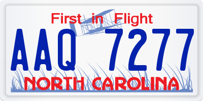NC license plate AAQ7277