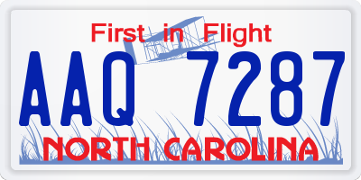 NC license plate AAQ7287