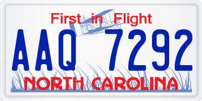 NC license plate AAQ7292