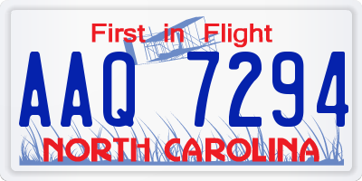 NC license plate AAQ7294