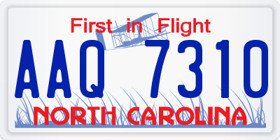 NC license plate AAQ7310