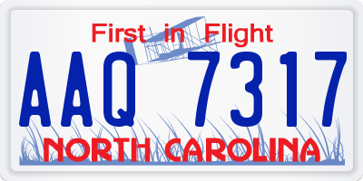 NC license plate AAQ7317