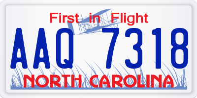 NC license plate AAQ7318