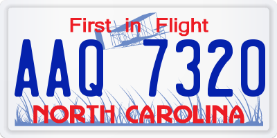 NC license plate AAQ7320