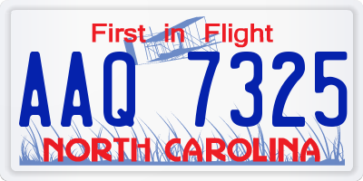 NC license plate AAQ7325