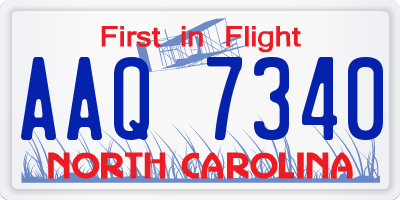 NC license plate AAQ7340
