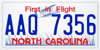 NC license plate AAQ7356