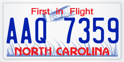 NC license plate AAQ7359
