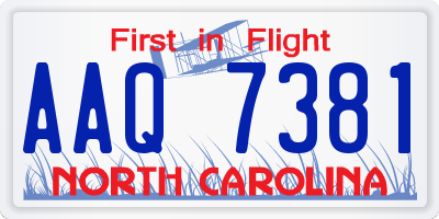 NC license plate AAQ7381