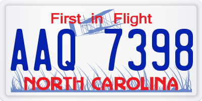 NC license plate AAQ7398