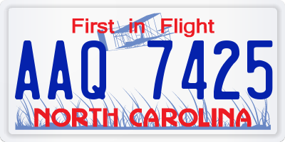 NC license plate AAQ7425