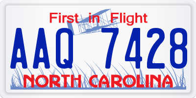 NC license plate AAQ7428