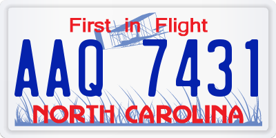 NC license plate AAQ7431