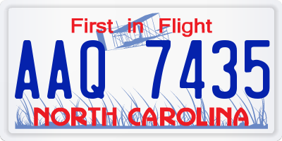 NC license plate AAQ7435
