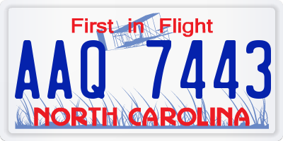 NC license plate AAQ7443