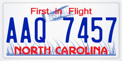 NC license plate AAQ7457