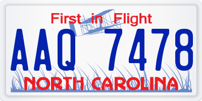 NC license plate AAQ7478