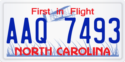 NC license plate AAQ7493