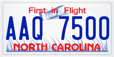 NC license plate AAQ7500
