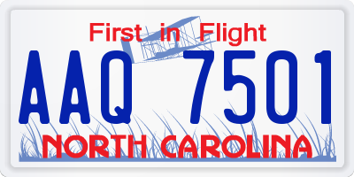 NC license plate AAQ7501