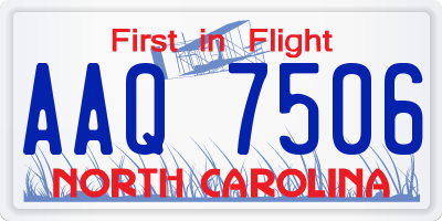 NC license plate AAQ7506