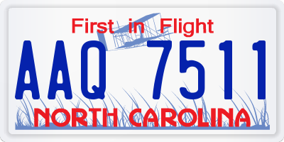 NC license plate AAQ7511