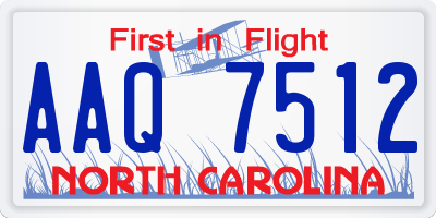 NC license plate AAQ7512