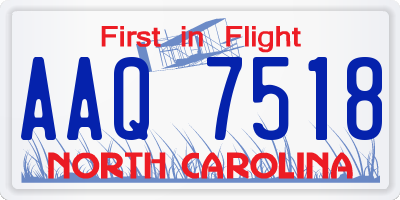 NC license plate AAQ7518