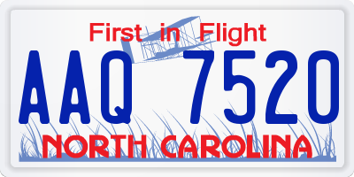 NC license plate AAQ7520