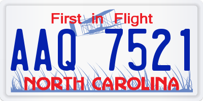 NC license plate AAQ7521