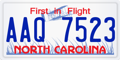 NC license plate AAQ7523