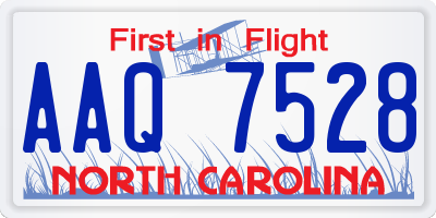NC license plate AAQ7528